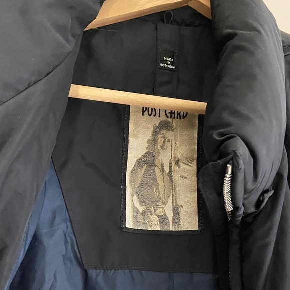 POST Card Navy goose down short puffer jacket - Picture 10 of 12